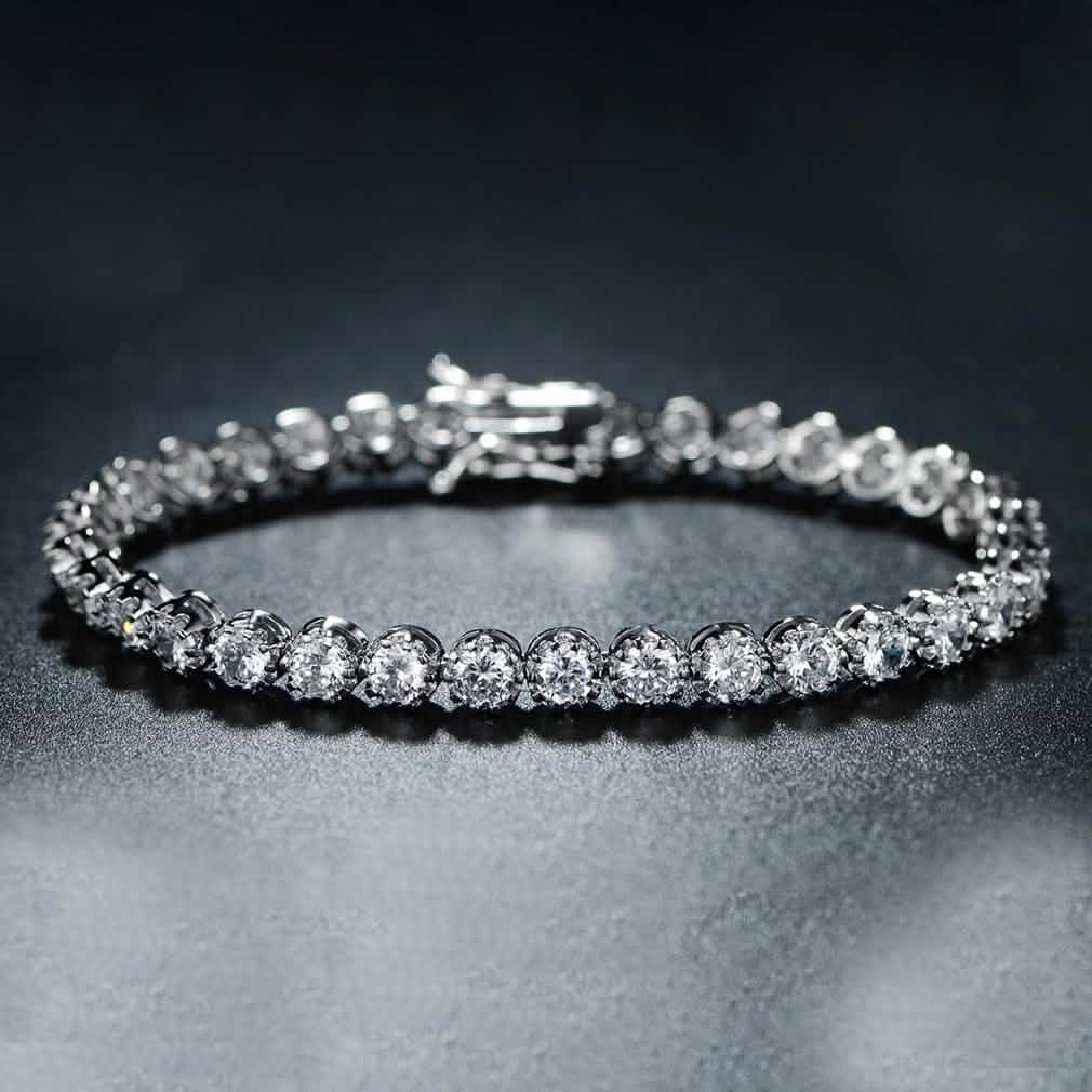 Bracelet tennis Crown fabriqué avec des éléments Swarovski
