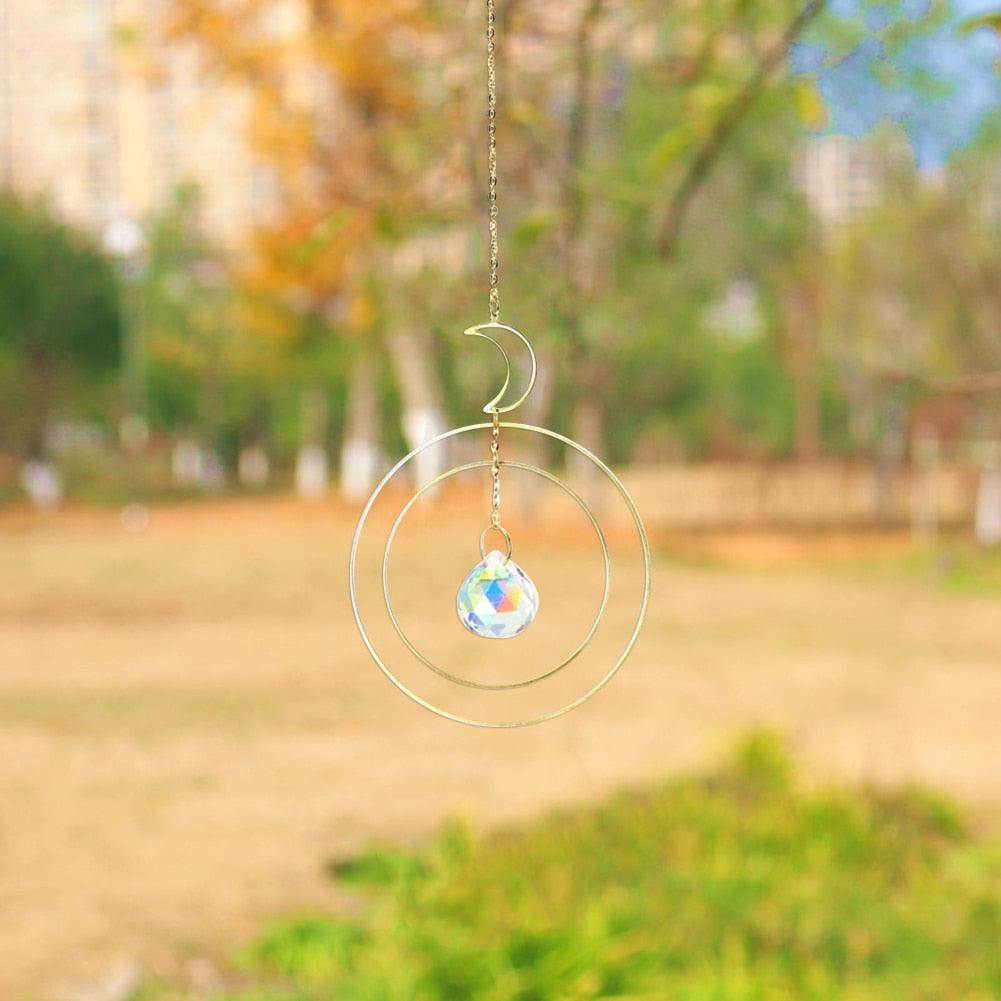 Attrape-soleil cristal boule étoile lune soleil anneau arc-en-ciel pendentif cristal attrape-lumière ornement prisme perles en pierre ornement maison fenêtre carillons éoliens décoration de voiture