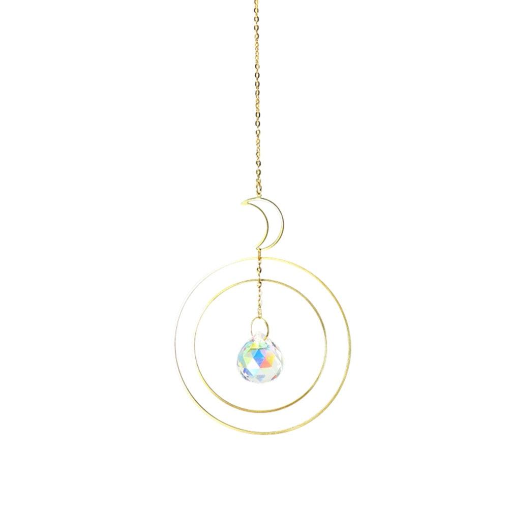 Attrape-soleil cristal boule étoile lune soleil anneau arc-en-ciel pendentif cristal attrape-lumière ornement prisme perles en pierre ornement maison fenêtre carillons éoliens décoration de voiture
