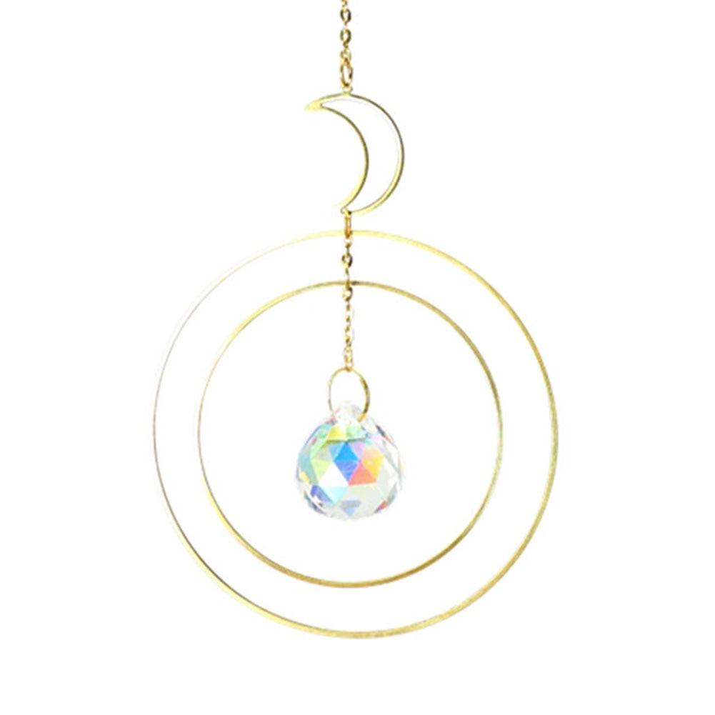 Attrape-soleil cristal boule étoile lune soleil anneau arc-en-ciel pendentif cristal attrape-lumière ornement prisme perles en pierre ornement maison fenêtre carillons éoliens décoration de voiture