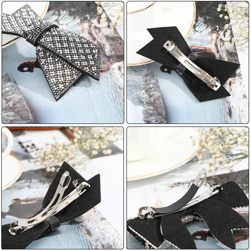 Barrettes à cheveux Crystal Gros Nœud Serre-tête pour Femmes, Attache-queue de cheval, Accessoires pour cheveux pour Filles, Épingles à cheveux en Strass, Pinces à cheveux mode, Accessoires de Bandeau pour Fête