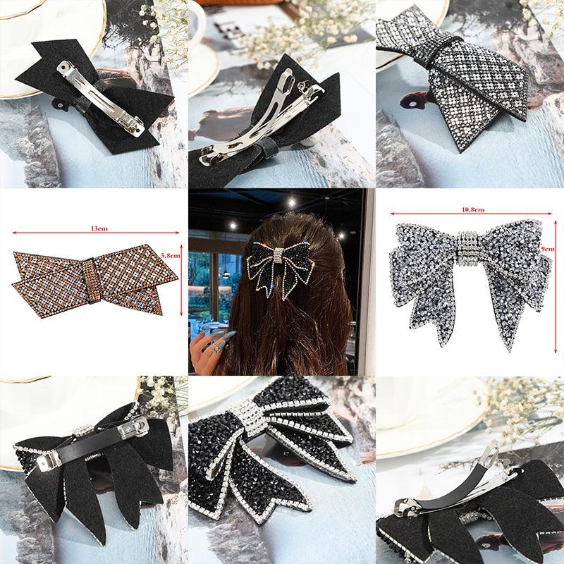 Grandes pinces à cheveux en cristal avec nœud pour femmes filles, accessoires de cheveux, épingles à cheveux en strass, pinces à cheveux en plastique, barrettes rétro, coiffure, magnifiques accessoires de cheveux pour femmes