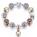 Bracelet Charms Cœur de Cristal Doré