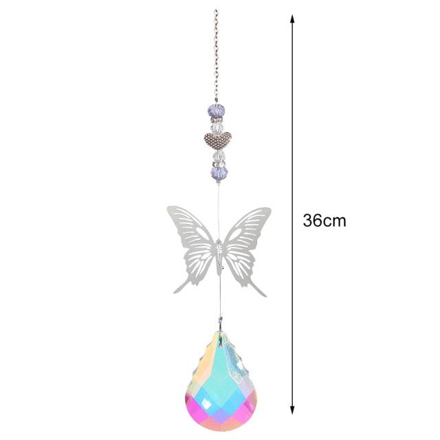 Pendentif Cristal Vent Étoile Lune Attrape-soleil Fait Main Attrape-lumière Prisme en Cristal Nouveauté Prisme Lumineux Coloré Lustre en Cristal Pendentif en Verre Perle Fil Cadeau Jardin Fait Main Fenêtre Mariage Rideau Lustre