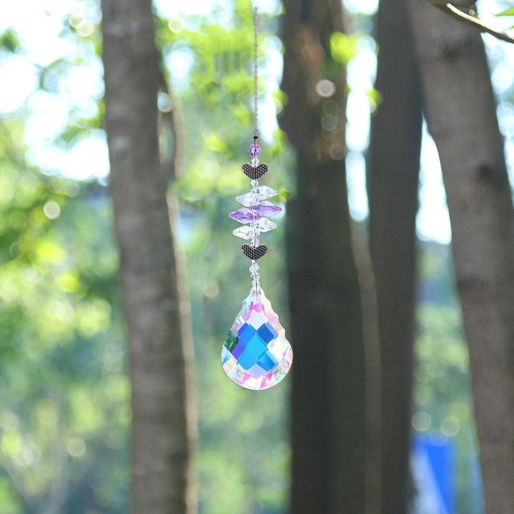 Pendentif Cristal Vent Étoile Lune Attrape-soleil Fait Main Attrape-lumière Prisme en Cristal Nouveauté Prisme Lumineux Coloré Lustre en Cristal Pendentif en Verre Perle Fil Cadeau Jardin Fait Main Fenêtre Mariage Rideau Lustre