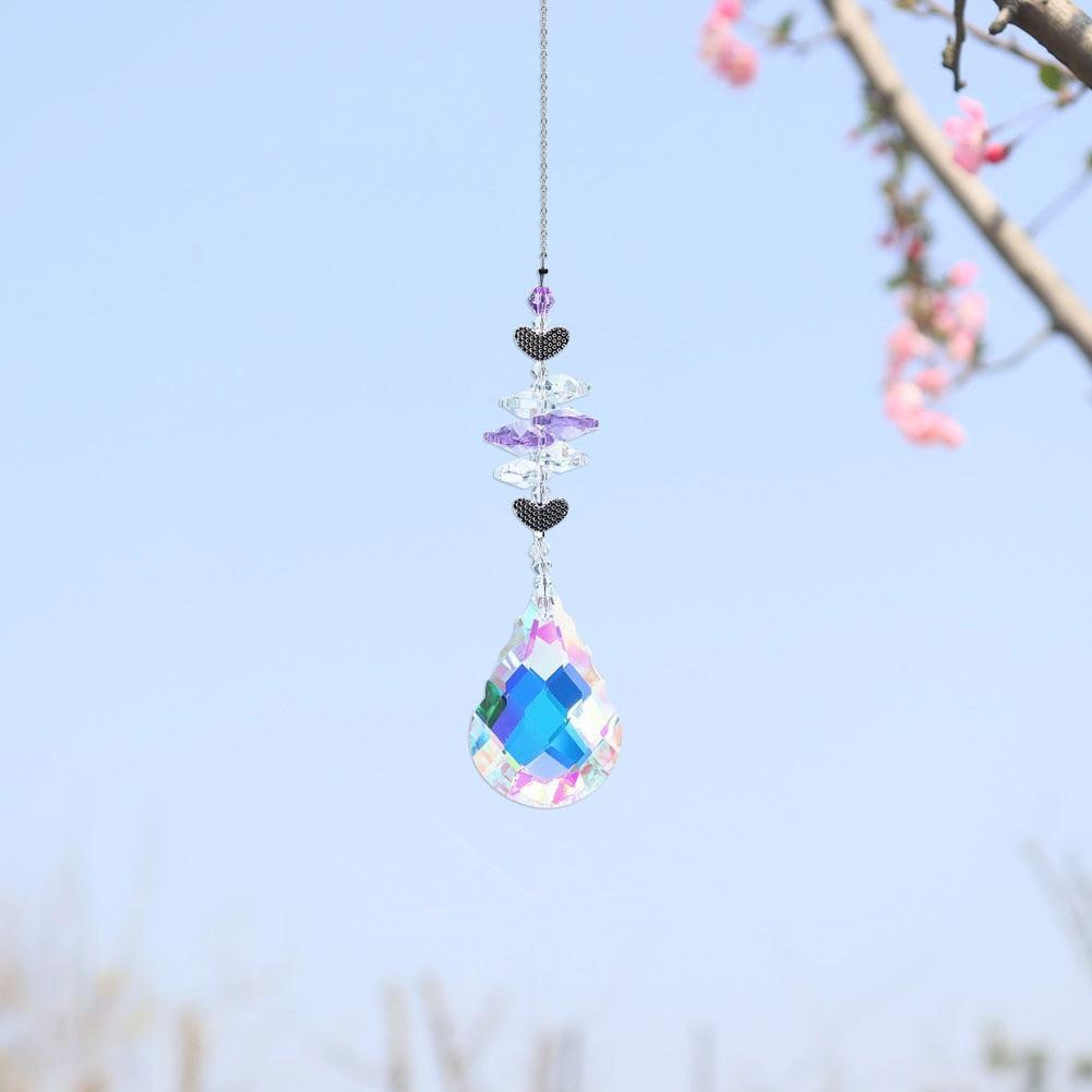 Pendentif Cristal Vent Étoile Lune Attrape-soleil Fait Main Attrape-lumière Prisme en Cristal Nouveauté Prisme Lumineux Coloré Lustre en Cristal Pendentif en Verre Perle Fil Cadeau Jardin Fait Main Fenêtre Mariage Rideau Lustre