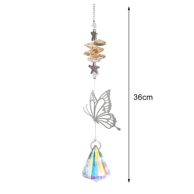 Pendentif Cristal Vent Étoile Lune Attrape-soleil Fait Main Attrape-lumière Prisme en Cristal Nouveauté Prisme Lumineux Coloré Lustre en Cristal Pendentif en Verre Perle Fil Cadeau Jardin Fait Main Fenêtre Mariage Rideau Lustre