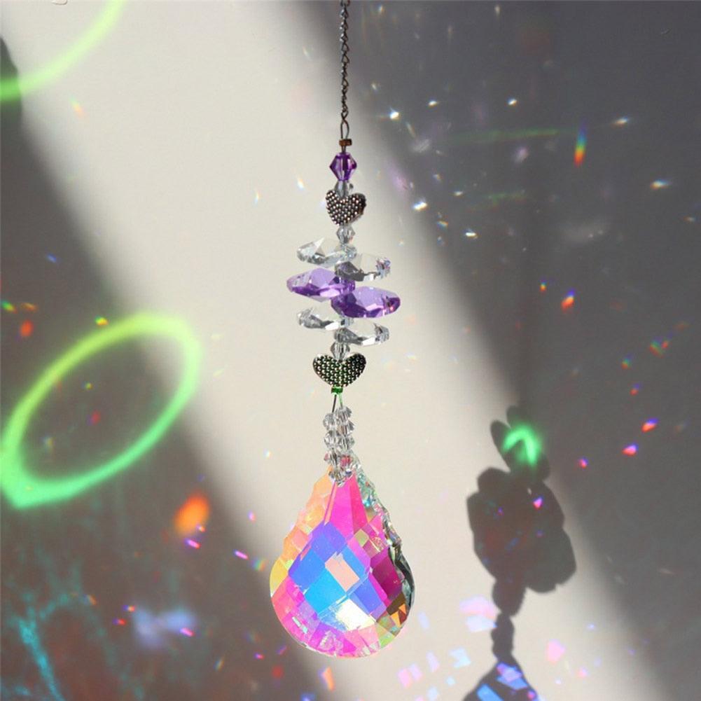 Pendentif Cristal Vent Étoile Lune Attrape-soleil Fait Main Attrape-lumière Prisme en Cristal Nouveauté Prisme Lumineux Coloré Lustre en Cristal Pendentif en Verre Perle Fil Cadeau Jardin Fait Main Fenêtre Mariage Rideau Lustre