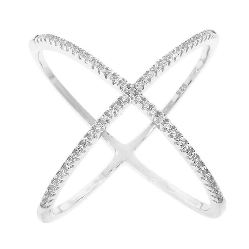 Bague en X en oxyde de zirconium pavé