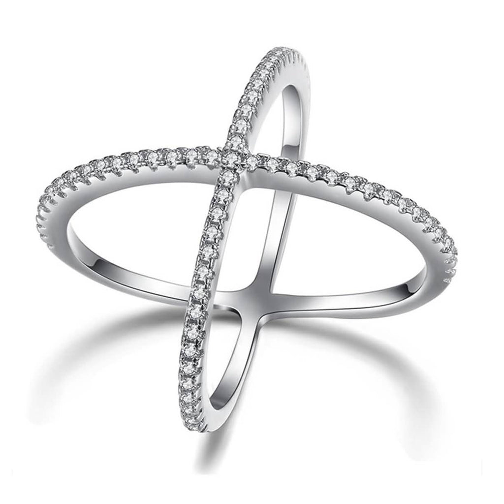 Bague en X en oxyde de zirconium pavé
