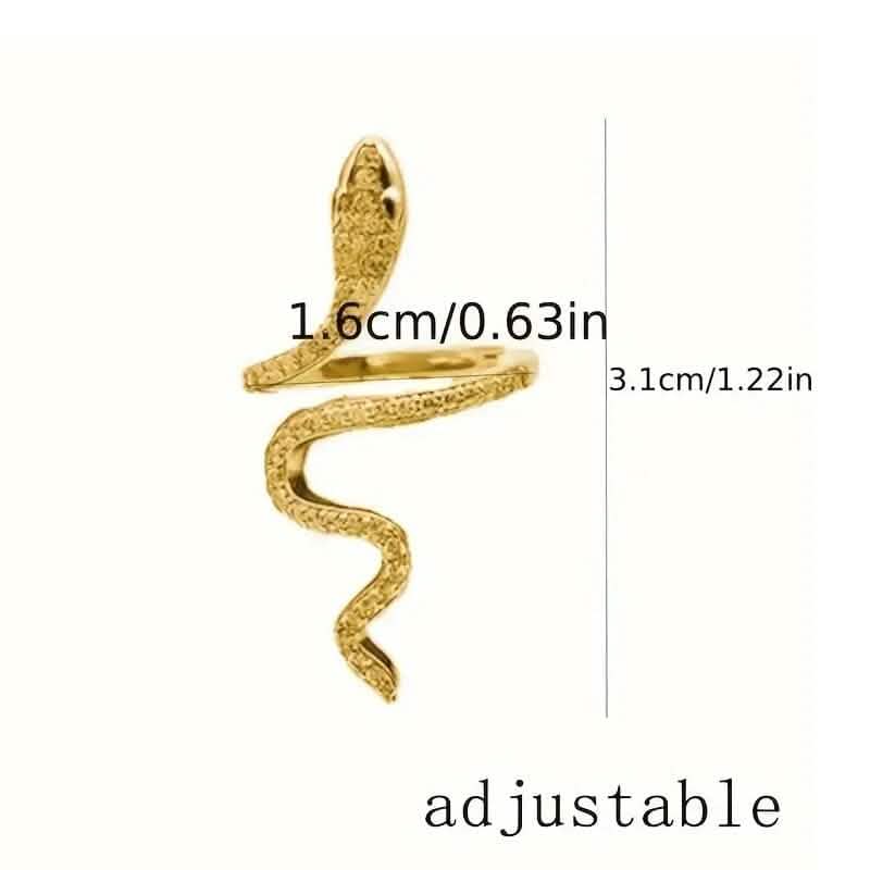 Bague réglable ouverte serpent sertie de zircone cubique