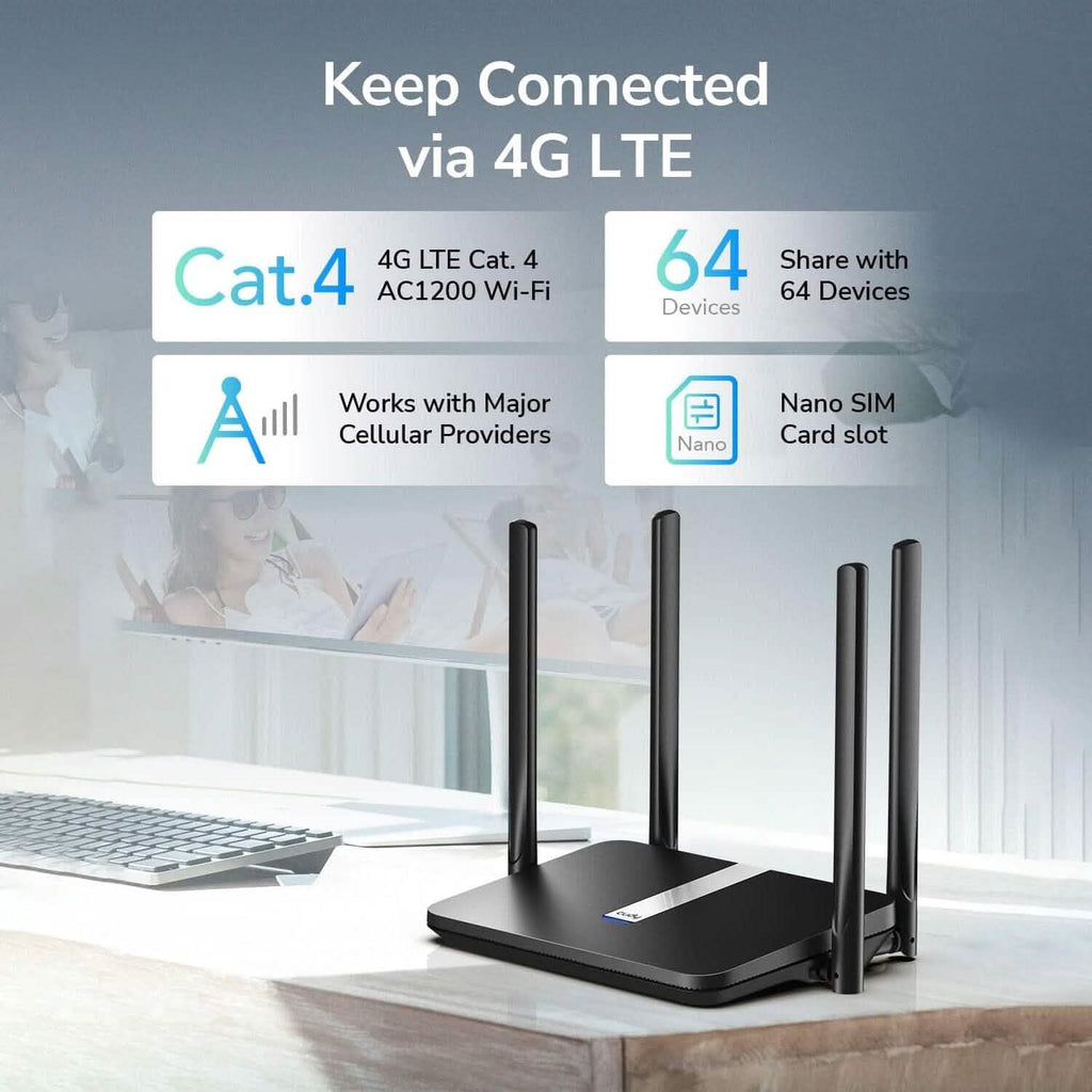 Cudy Nouveau Routeur Modem 4G LTE Dual Band AC1200 Débloqué avec Emplacement pour Carte SIM (Reconditionné)