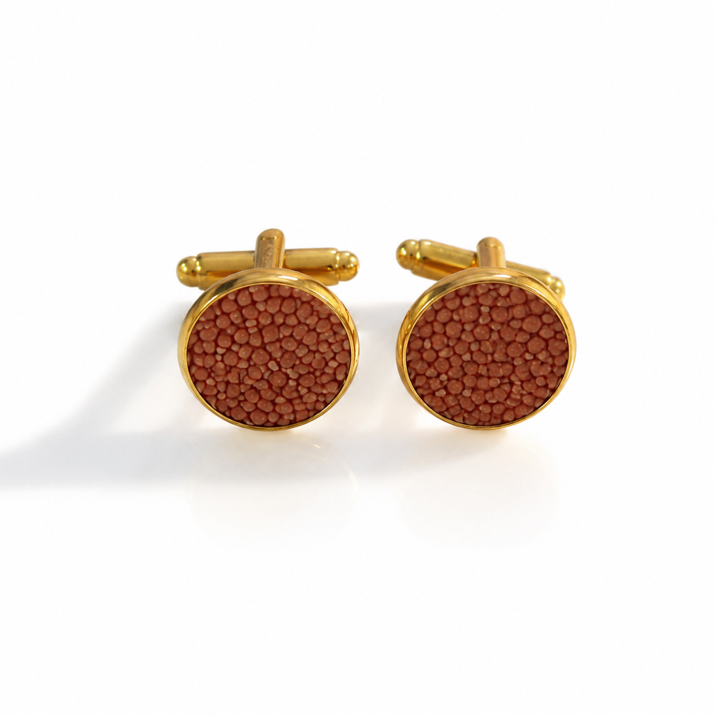 Boutons de manchette OOAK en cuir de raie recyclé