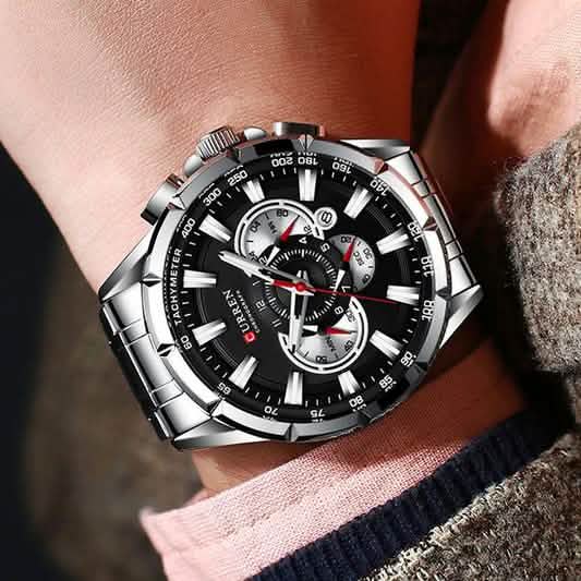 CURREN Montre Homme Multifonction Chronographe Calendrier Quartz Étanche Tout Acier