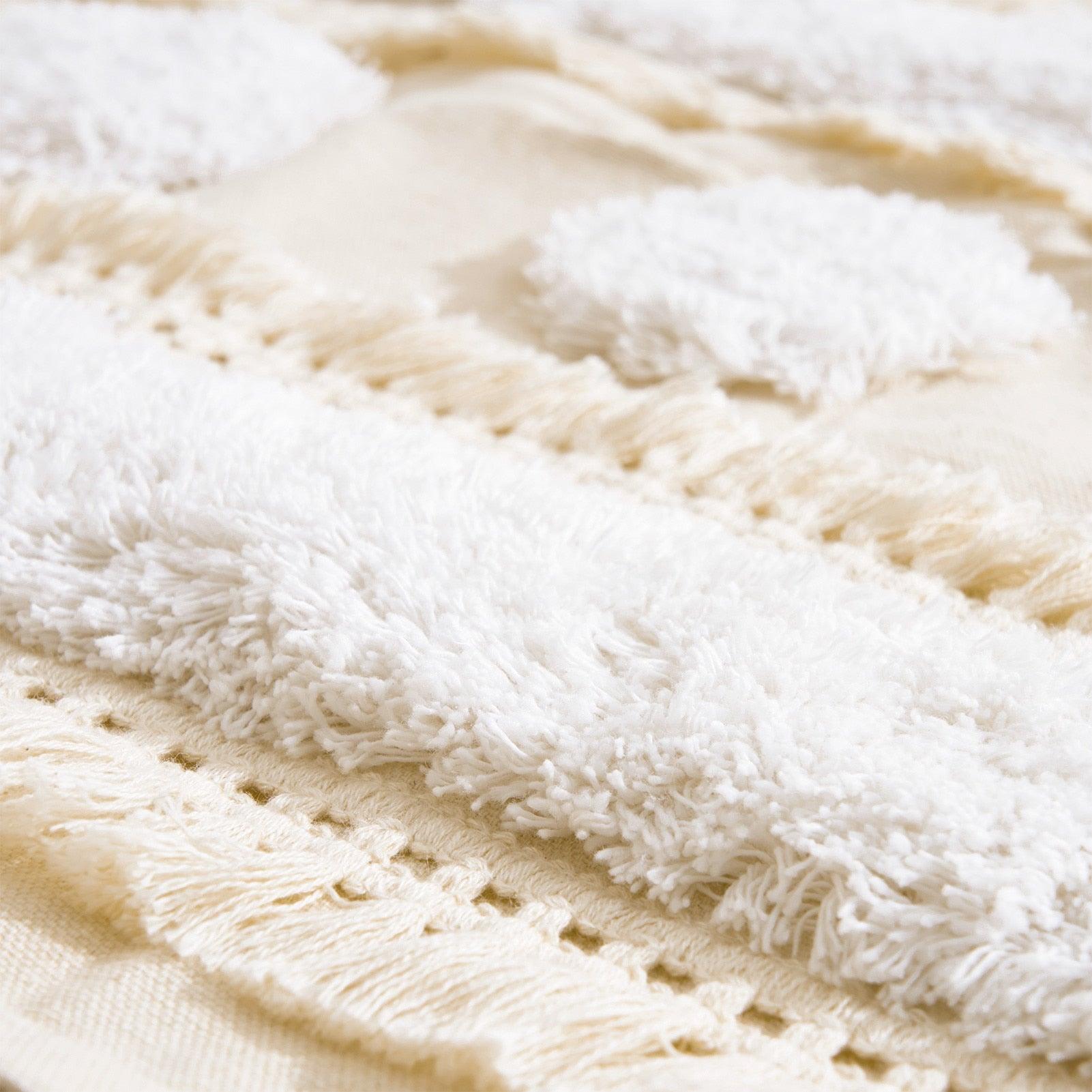 Housse de coussin en coton et lin, taie d'oreiller touffetée beige, housses de coussin décoratives tendance en coton tissé à la main, housses de coussin touffetées pour chambre à coucher et maison