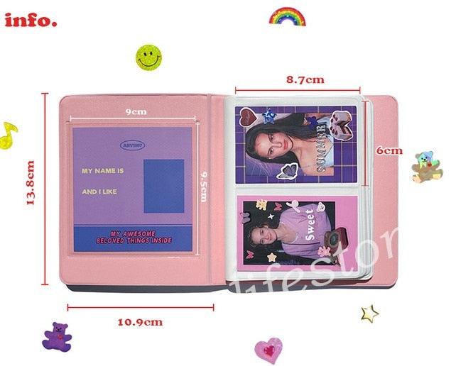 Mini album photo personnalisé de 64 cartes, 7,6 cm, pour photos Polaroid, carte photo, classeur à anneaux, couverture rechargeable, album photo carnet