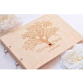 Livre d'or de mariage en bois de chêne classique gravé sur mesure, Décoration de mariage rustique, Album photo en papier, Album de scrapbooking en papier, Albums de scrapbooking pour bébé et famille, Cadeau d'anniversaire de famille pour couple