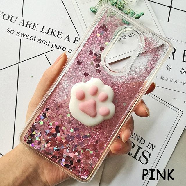 Jolie coque 3D Squishy Cat pour Xiaomi Redmi 5 plus 4X 8A 9A 9C 10T, étui de téléphone de luxe à paillettes pour Redmi Note 5 9 Pro 5A Prime, étui de protection arrière souple en silicone brillant 3D avec paillettes liquides scintillantes et fluides