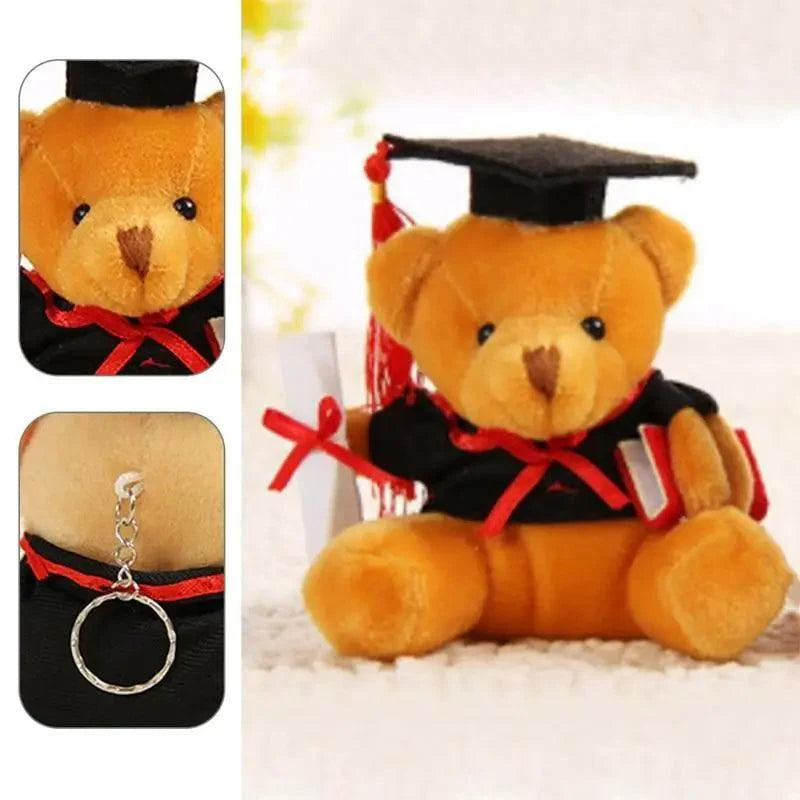 Jolie poupée en peluche ours de 9 cm avec tenue de diplômé, jouet en peluche ours en peluche réaliste pour cadeau d'enfant et d'adulte