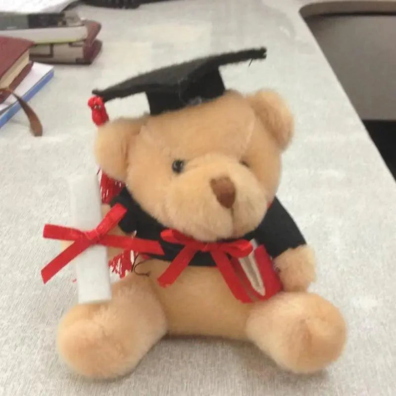 Jolie poupée en peluche ours de 9 cm avec tenue de diplômé, jouet en peluche ours en peluche réaliste pour cadeau d'enfant et d'adulte