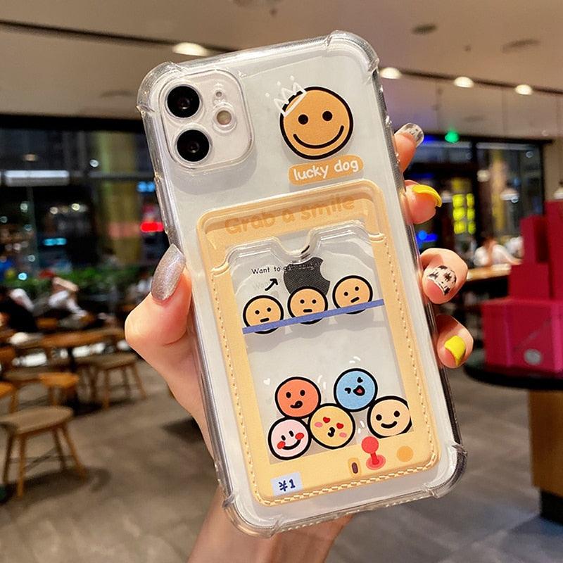 Coque de Téléphone Anti-choc Lapin Dessin Animé Ours Mignon pour iPhone 11 12 13 14 Pro Housse Souple Rigolote Ours Mignon Etui Souple et Mince avec Fente pour Cartes Esthétique Porte-Cartes