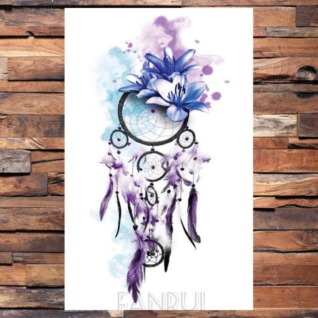 Autocollants temporaires mignons oiseaux noirs étanches tatouage fleur corps élégant oiseau papillon style pour femmes