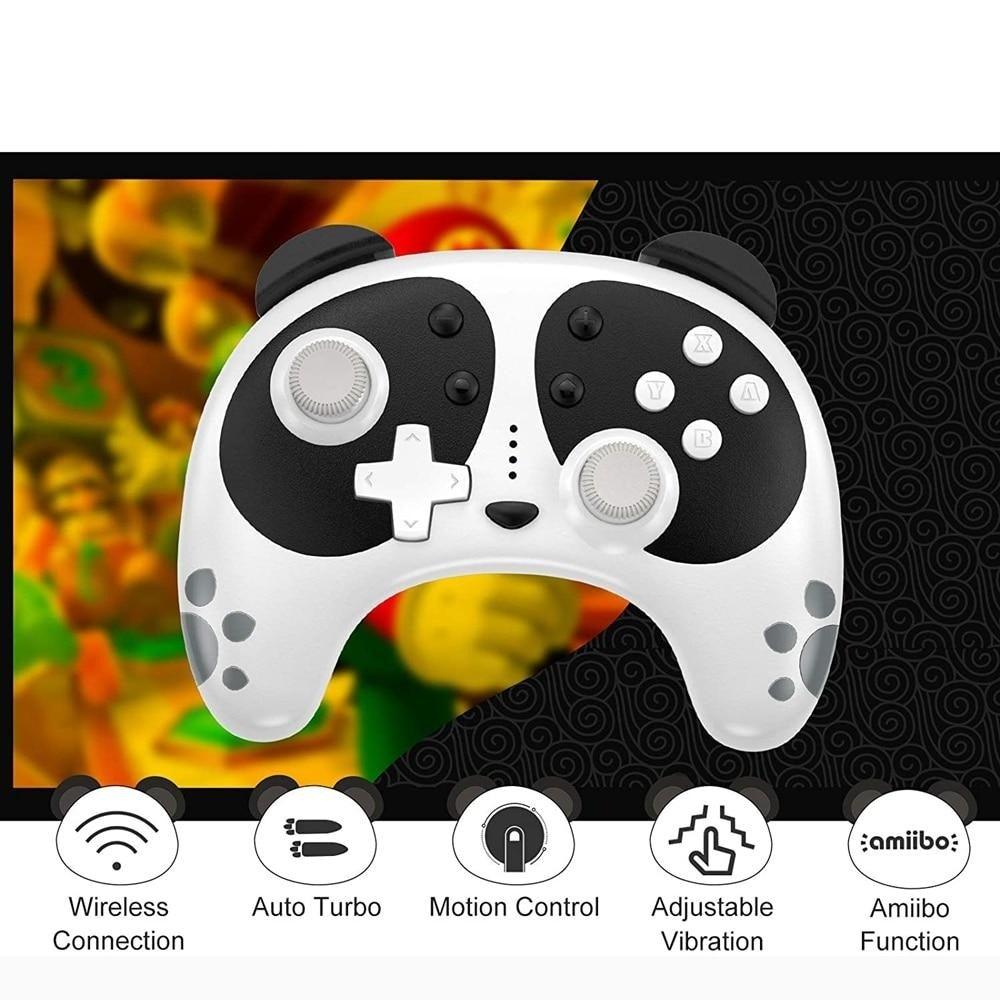 Manette de jeu sans fil Bluetooth Panda noir et blanc mignonne Compatible avec PC portable