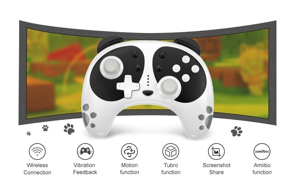 Manette de jeu sans fil Bluetooth Panda noir et blanc mignonne Compatible avec PC portable