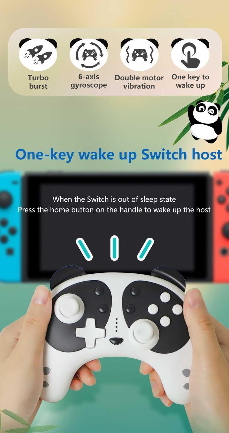 Manette de jeu sans fil Bluetooth Panda noir et blanc mignonne Compatible avec PC portable