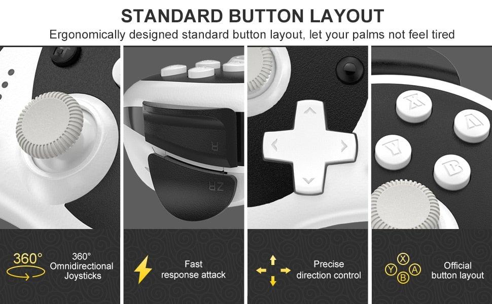 Manette de jeu sans fil Bluetooth Panda noir et blanc mignonne Compatible avec PC portable
