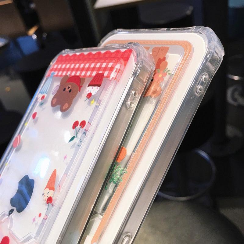 Étui de téléphone mignon dessin animé avec porte-cartes pour iPhone 14 Pro Max 13 12 11 X XR XS 7 8 Plus Coque de téléphone transparente antichoc au design unique et amusant