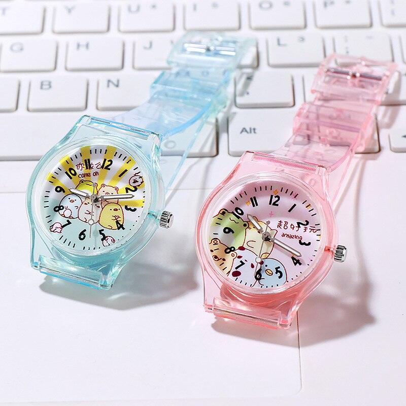Montre Enfant Mignonne Analogique Bracelet Transparent Nouvelle Mode Petite Montre Légère Fraîche Et Simple Montre Quartz Fille Sport Simple Décontractée Montre-Bracelet À Quartz Pour Femmes Dames Filles