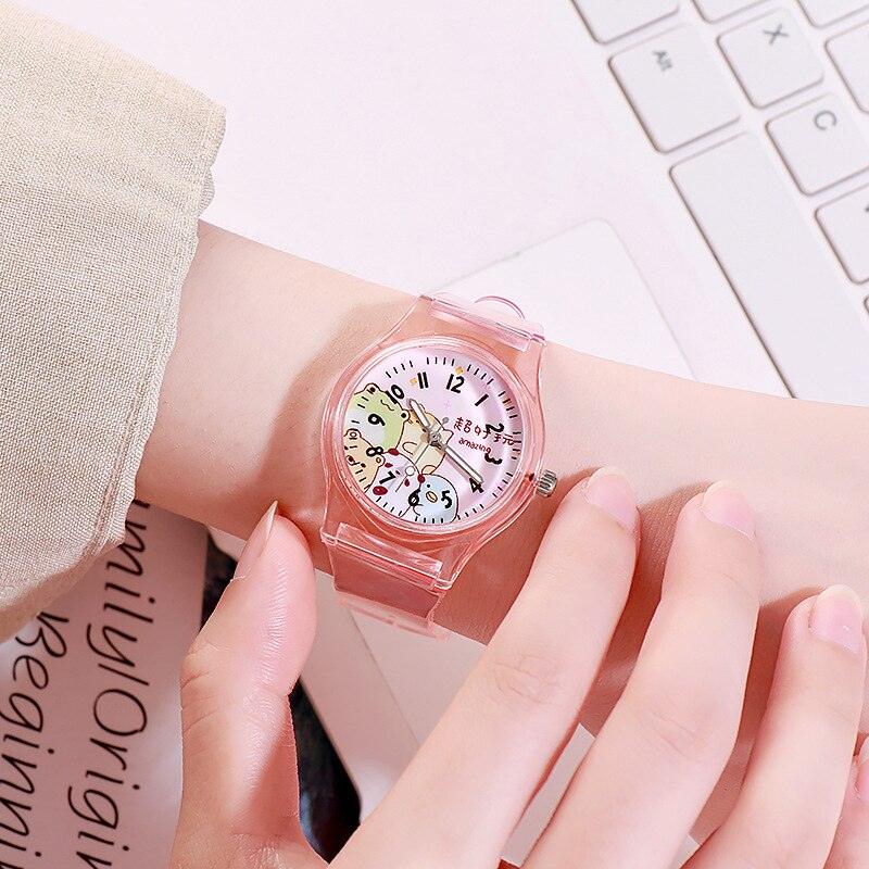 Montre Enfant Mignonne Analogique Bracelet Transparent Nouvelle Mode Petite Montre Légère Fraîche Et Simple Montre Quartz Fille Sport Simple Décontractée Montre-Bracelet À Quartz Pour Femmes Dames Filles