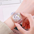 Montre Enfant Mignonne Analogique Bracelet Transparent Nouvelle Mode Petite Montre Légère Fraîche Et Simple Montre Quartz Fille Sport Simple Décontractée Montre-Bracelet À Quartz Pour Femmes Dames Filles
