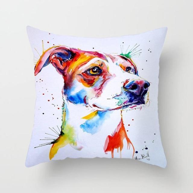 Jolie housse de coussin chien en peau de pêche, cadeau pour enfants, animaux, chiot, peinture, coton lin, housse de coussin carrée, housse d'oreiller animaux, décoration intérieure, taies d'oreiller 45x45CM