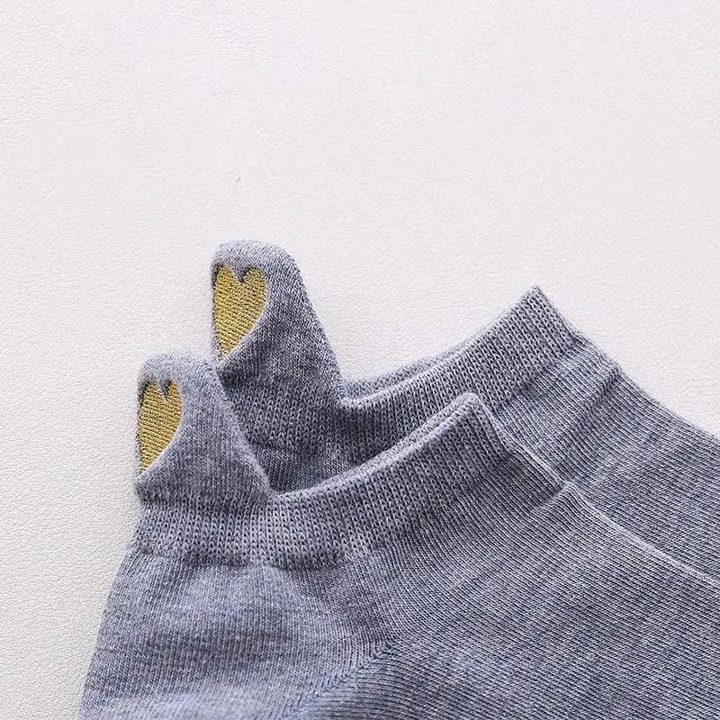 Chaussettes Femme Cœur Mignon Lot de 4 Paires Chaussettes Femme Coton Printemps Mode Filles Décontracté Extérieur