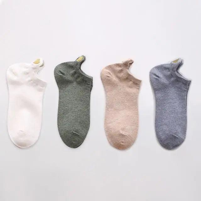Chaussettes Femme Cœur Mignon Lot de 4 Paires Chaussettes Femme Coton Printemps Mode Filles Décontracté Extérieur