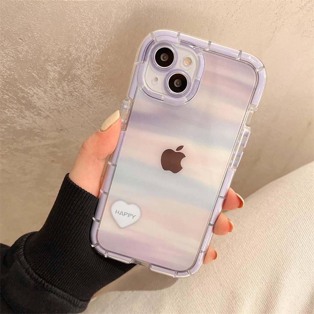 Mignon Cœur d'amour Housse de téléphone transparente antichoc douce pour iPhone 12 13 Pro Max Étui de protection arrière en silicone Mignon petit motif latéral pour femmes et filles Housse de protection antichoc en silicone souple