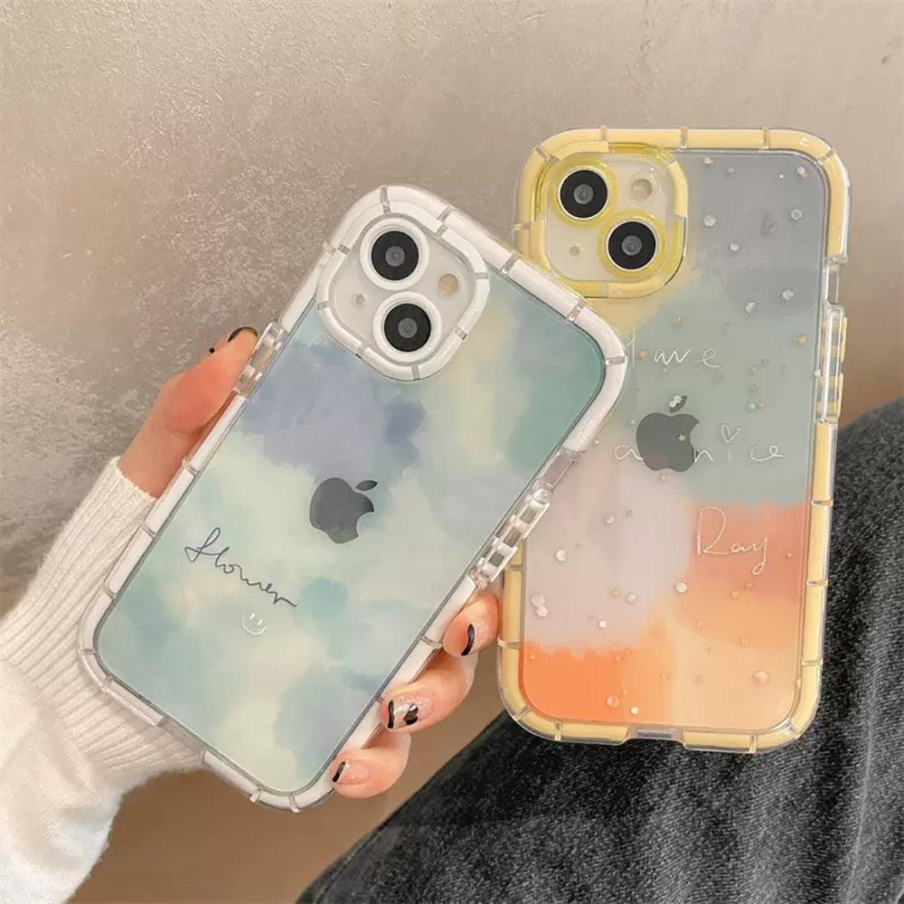 Mignon Cœur d'amour Housse de téléphone transparente antichoc douce pour iPhone 12 13 Pro Max Étui de protection arrière en silicone Mignon petit motif latéral pour femmes et filles Housse de protection antichoc en silicone souple