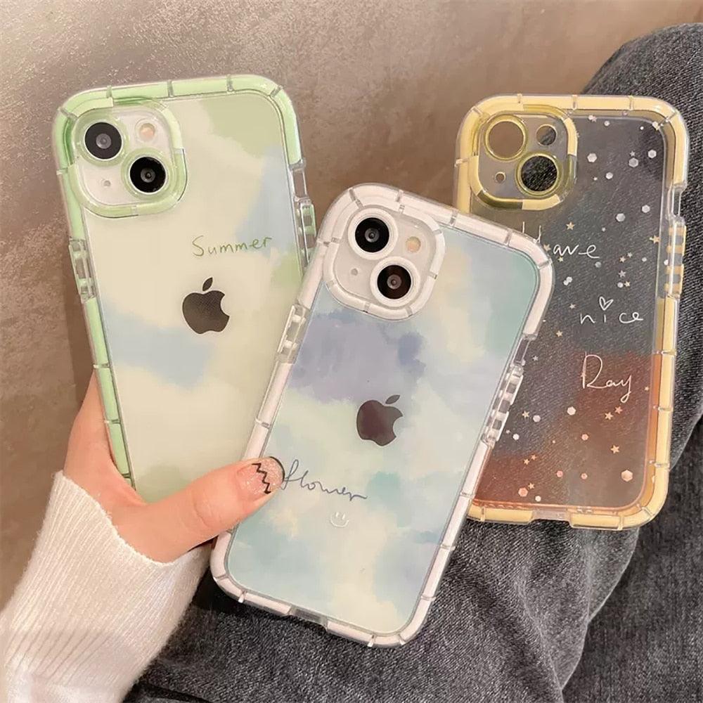 Mignon Cœur d'amour Housse de téléphone transparente antichoc douce pour iPhone 12 13 Pro Max Étui de protection arrière en silicone Mignon petit motif latéral pour femmes et filles Housse de protection antichoc en silicone souple