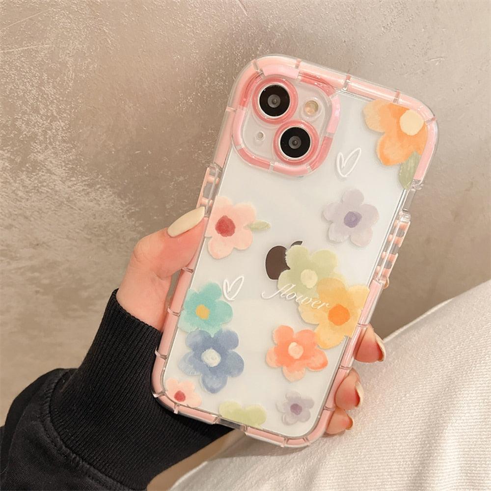 Mignon Cœur d'amour Housse de téléphone transparente antichoc douce pour iPhone 12 13 Pro Max Étui de protection arrière en silicone Mignon petit motif latéral pour femmes et filles Housse de protection antichoc en silicone souple