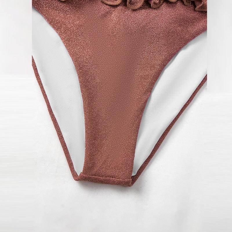 Maillot de bain deux pièces bikini bustier en dentelle rose mignon, maillot de bain femme avec armature, ensemble bikini échancré pour femme, maillot de bain deux pièces push-up, maillot de bain d'été, tenue de plage.