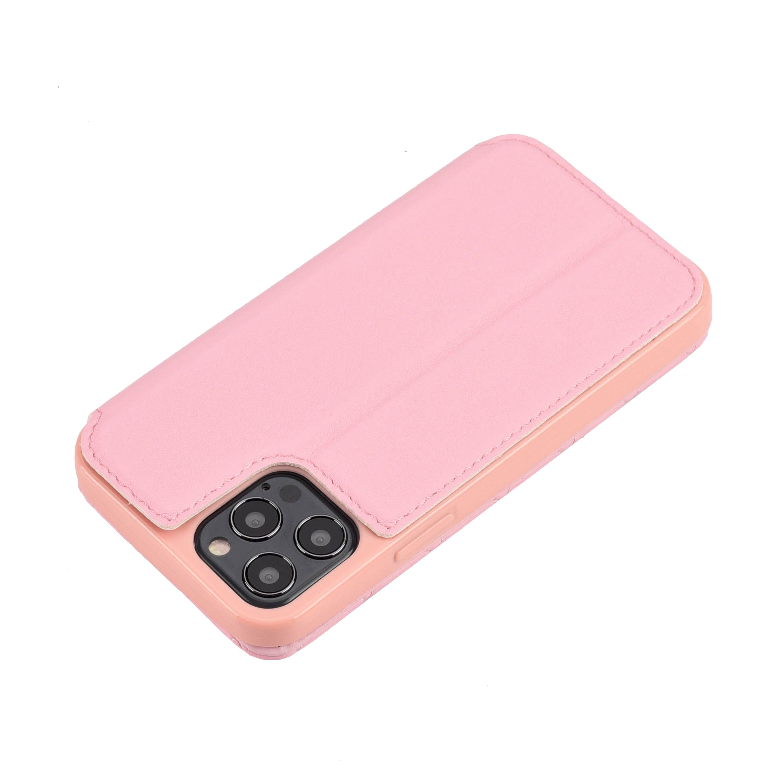 Jolie coque de téléphone à rabat en cuir rose pour iPhone 14 13 12 Pro Max 11 Xr Xs X avec motif couronne pour 7 8 Plus, pochette pour cartes, absorption des chocs, protection complète, fonction de support horizontal, étui portefeuille en cuir.