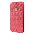 Jolie coque de téléphone à rabat en cuir rose pour iPhone 14 13 12 Pro Max 11 Xr Xs X avec motif couronne pour 7 8 Plus, pochette pour cartes, absorption des chocs, protection complète, fonction de support horizontal, étui portefeuille en cuir.