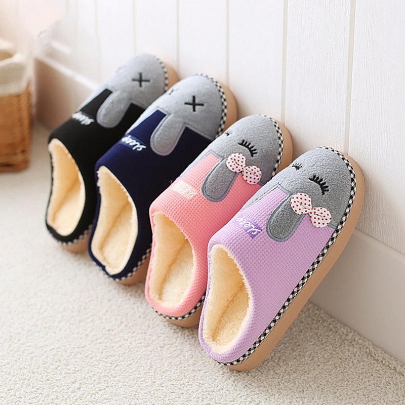 Chaussons d'intérieur pour femme, mignons, violets, motif chat, en peluche, hiver, pantoufles chaudes, confortables, à poils longs, fourrées, doublées polaire