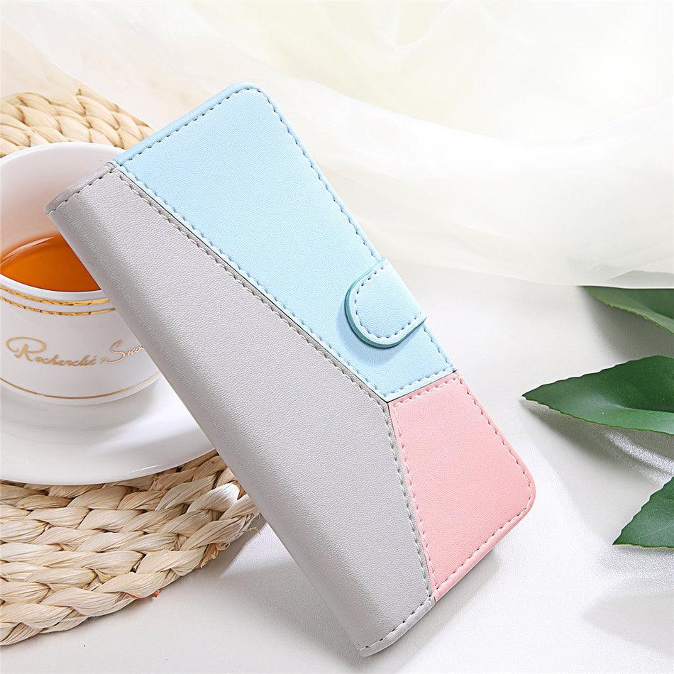 Jolie housse portefeuille antichoc en cuir PU avec béquille, fentes pour cartes, poche latérale et fermeture magnétique pour iPhone 13 12 Mini 11 Pro Max XR X XS Max 7 8 6 6S Plus 5 5S SE Étui portefeuille avec porte-cartes coloré