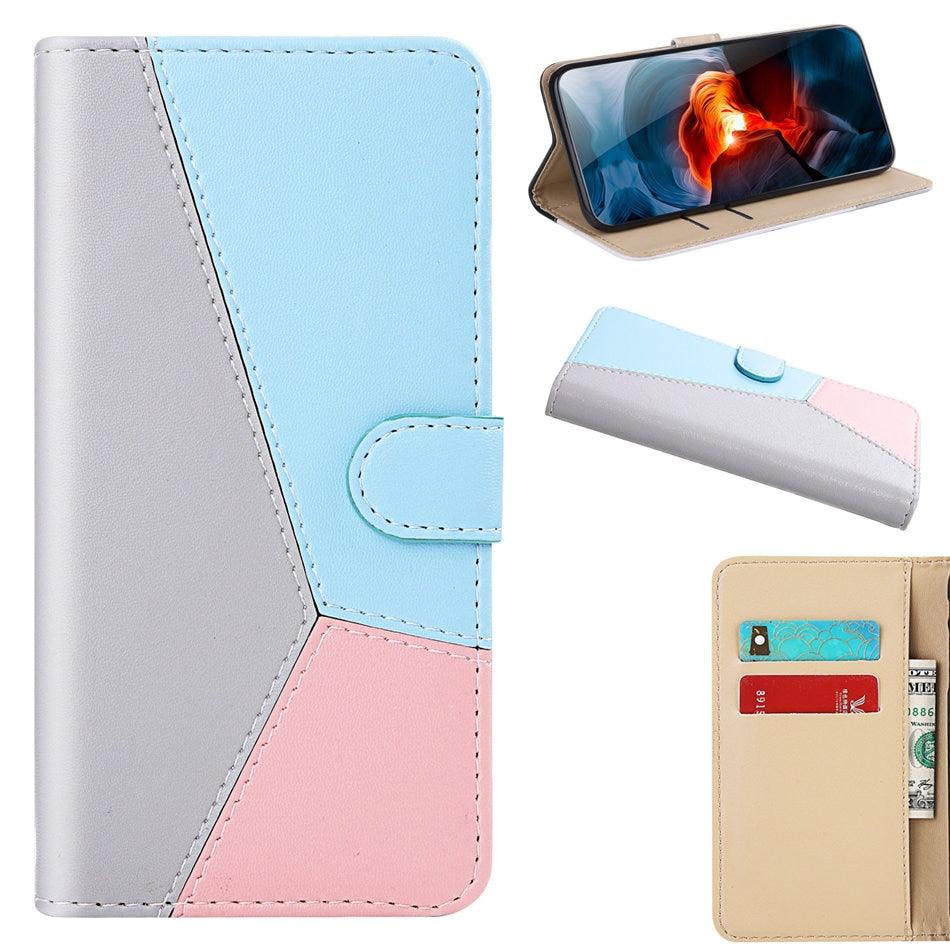 Jolie housse portefeuille antichoc en cuir PU avec béquille, fentes pour cartes, poche latérale et fermeture magnétique pour iPhone 13 12 Mini 11 Pro Max XR X XS Max 7 8 6 6S Plus 5 5S SE Étui portefeuille avec porte-cartes coloré