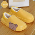 Chaussons Mignons Ours Latéral Imperméables en Coton pour Femmes Hiver Chaud Intérieur Extérieur Talon Enveloppé Chaussons Confort EVA Mousse à Mémoire de Forme Chaussons Imperméables Antidérapants Chaussons Chauds Lavables en Coton Mocassins