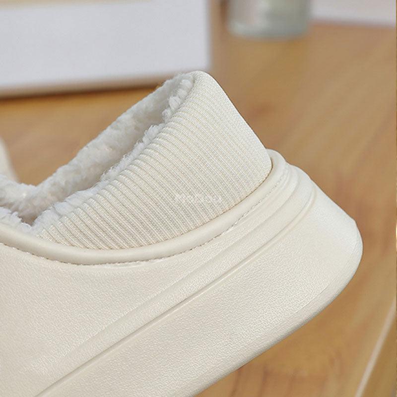 Chaussons Mignons Ours Latéral Imperméables en Coton pour Femmes Hiver Chaud Intérieur Extérieur Talon Enveloppé Chaussons Confort EVA Mousse à Mémoire de Forme Chaussons Imperméables Antidérapants Chaussons Chauds Lavables en Coton Mocassins