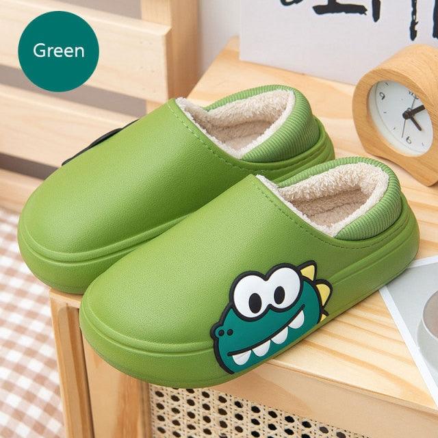 Chaussons Mignons Ours Latéral Imperméables en Coton pour Femmes Hiver Chaud Intérieur Extérieur Talon Enveloppé Chaussons Confort EVA Mousse à Mémoire de Forme Chaussons Imperméables Antidérapants Chaussons Chauds Lavables en Coton Mocassins